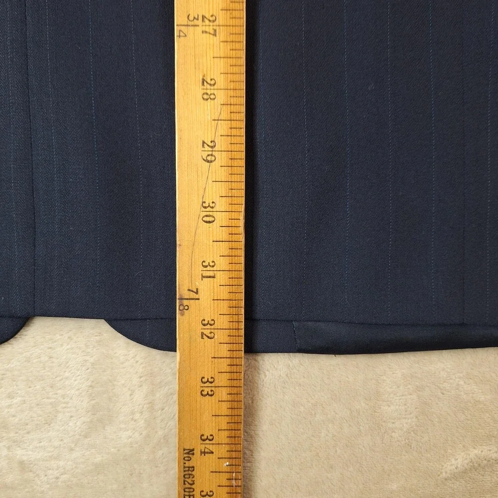 Hart Schaffner Marx Suit Mens 42 34x29 Blue Wool Stripe Ventless 2 Button USA
